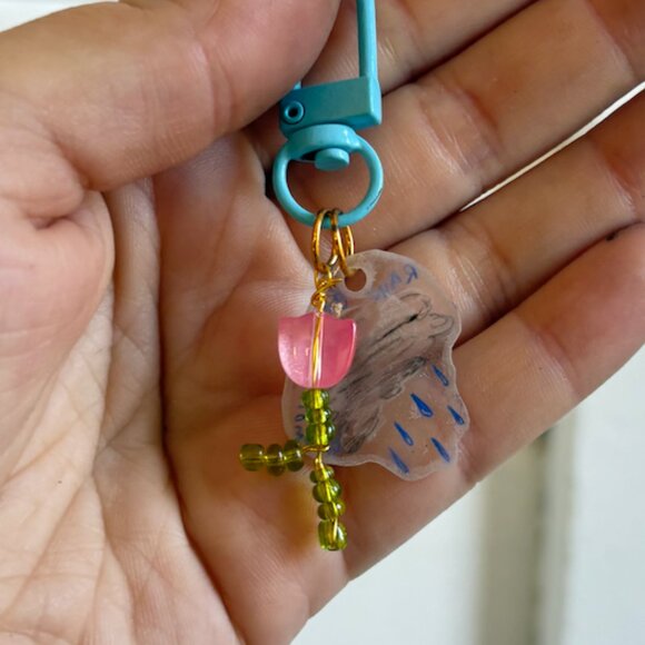Rain Brings Flowers Beaded Keychain - Picture 4 of 6